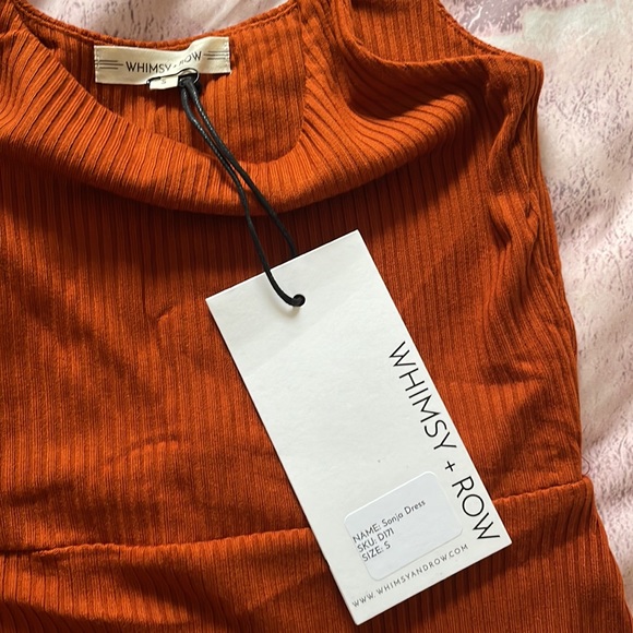 Whimsy + Row Sonja Dress in Rust Rib, Small - Picture 3 of 6